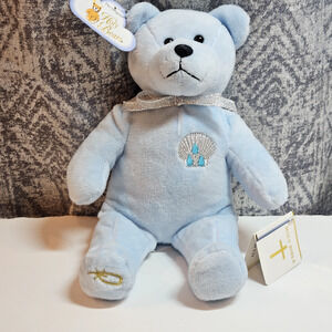 Holy Bears Baptism Bear Blue Stuffed Animal 9" Bible Tag 1:21 Personalization NW